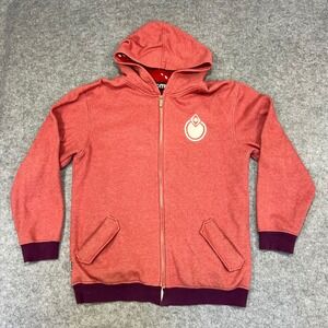 Nomis Full Zip Hoodie Mens Red Heathered Logo Graphic Long Sleeve Pockets XL